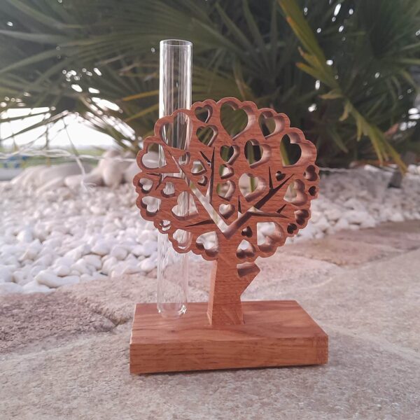 solifleur arbre à coeur en bois de chêne cadeau saint Valentin femme