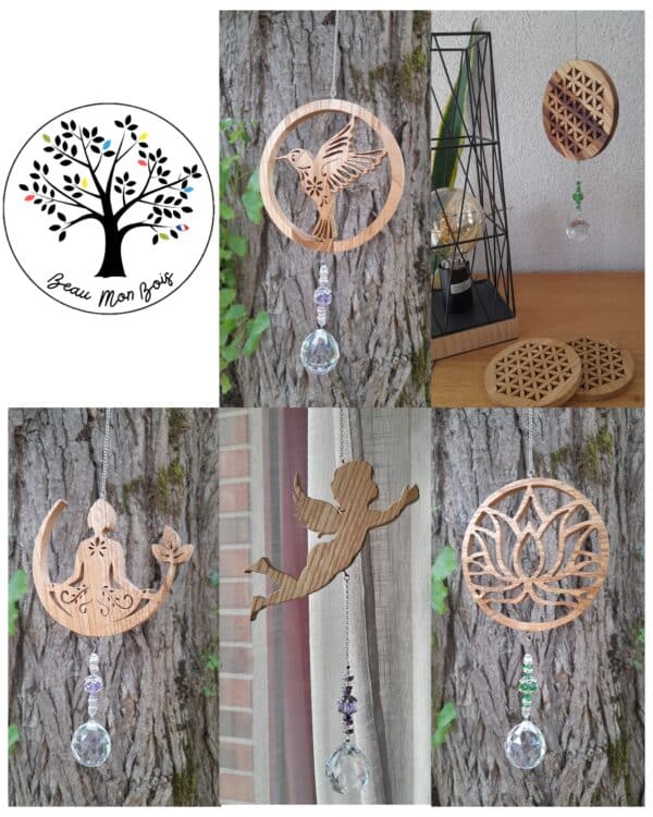 suncatcher ou attrape soleil en bois artisanal